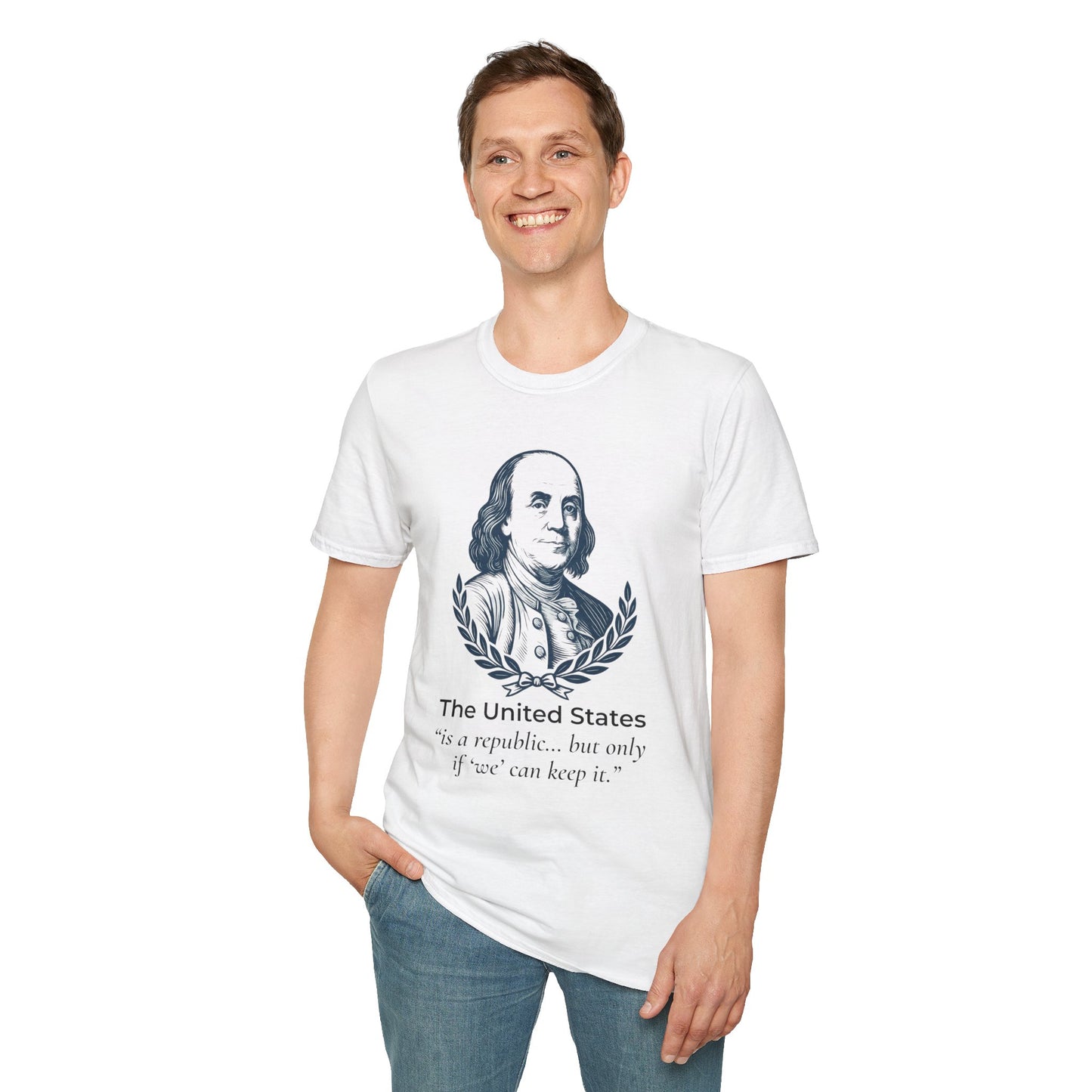 Ben Franklin “A Republic… If We Can Keep It” T-Shirt — No Dictators Back