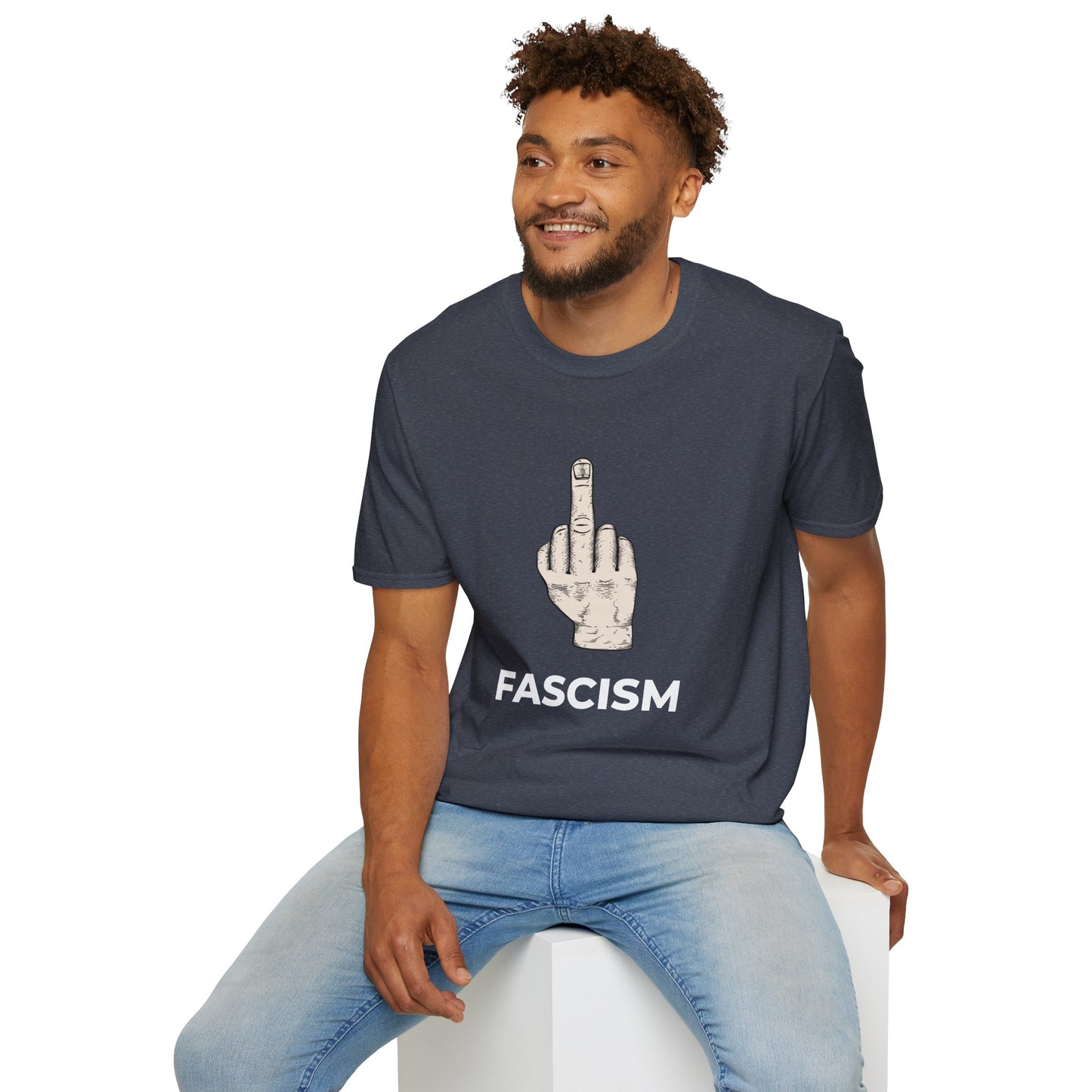 No Kings Protest Shirt – Resist Fascism Anti-Authoritarian Tee – Heather Navy