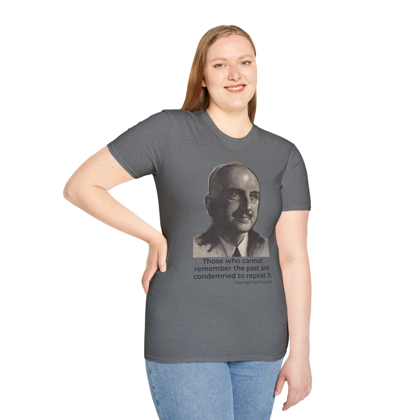 George Santayana History Quote Tee – Remember the Past (Heather Graphite)