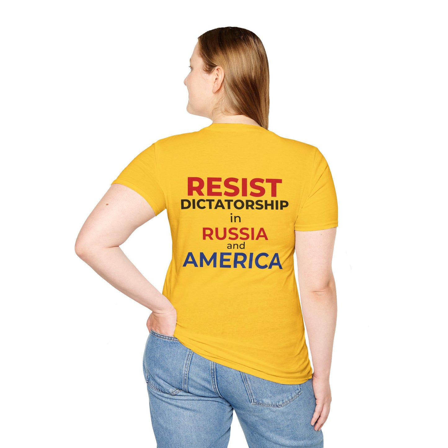 Resist Dictatorship Alexey Navalny Tribute T-Shirt – Pro-Democracy & Anti-Authoritarian Tee – Daisy Yellow Edition