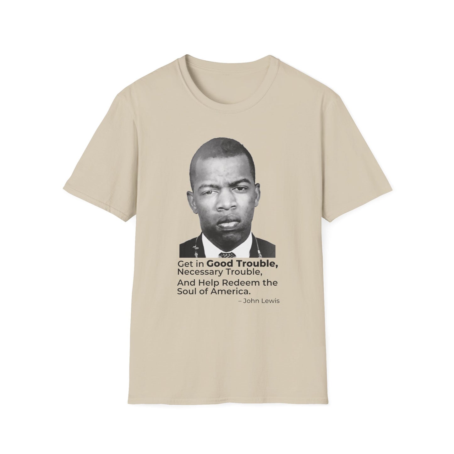 John Lewis Get in Good Trouble Portrait Shirt – Civil Rights Quote Tee – Sand