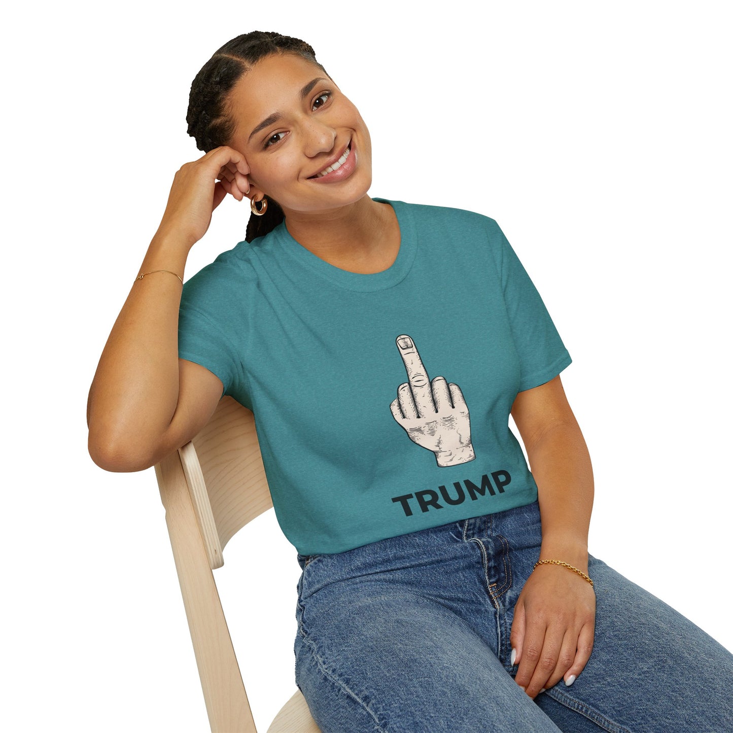 Flipping Off Tyranny: No Kings in America — Two-Sided GALAPAGOS BLUE Statement Tee