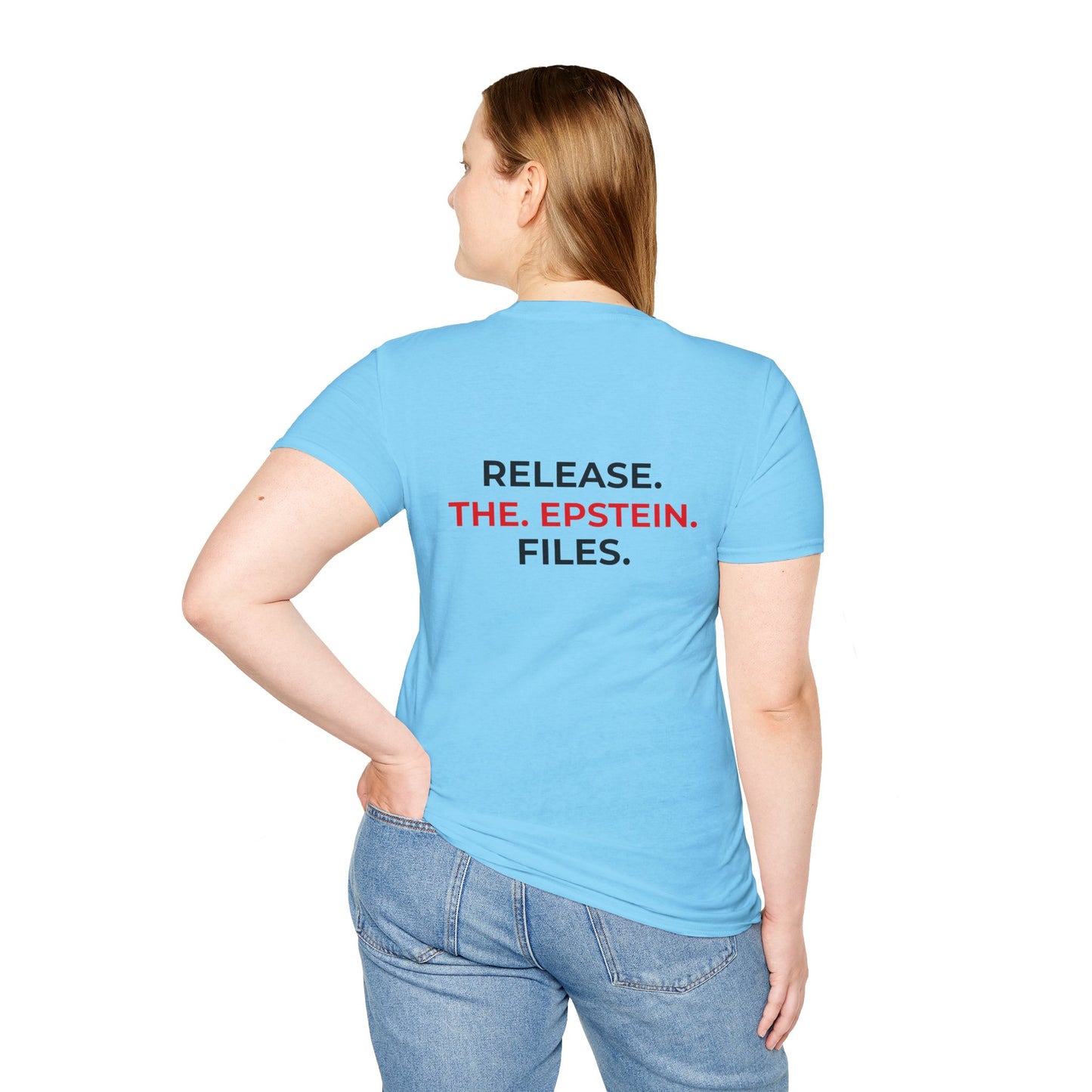 Release the Epstein Files – Truth Over Corruption SKY BLUE T-Shirt — Political Accountability Tee