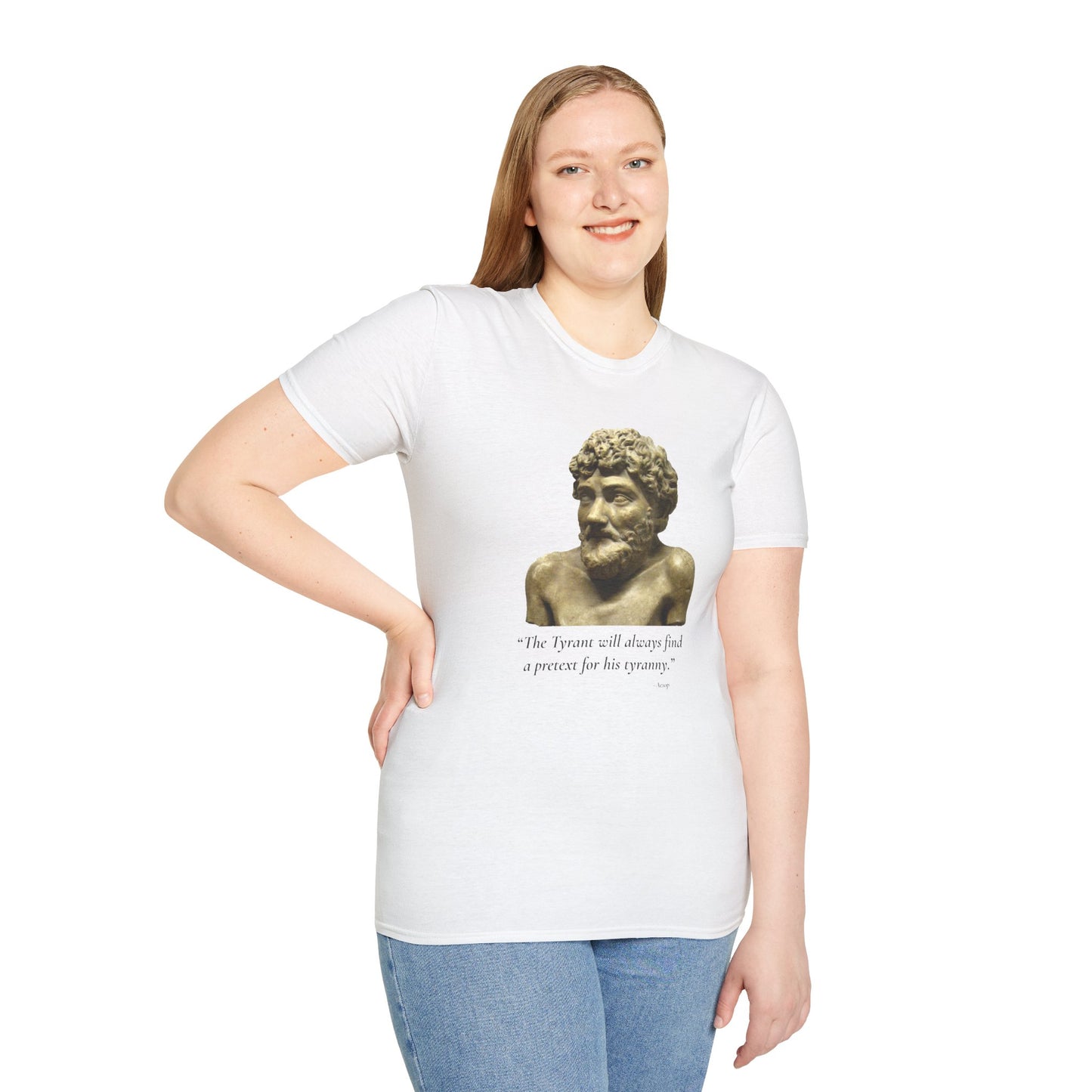 Two-Sided Tyranny Quote T-Shirt – Aesop Front / Crisis Pretexts Back