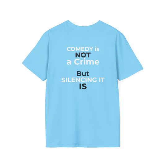 Stephen Colbert Shirt – Comedy Is Not a Crime Political T-Shirt — Sky Blue