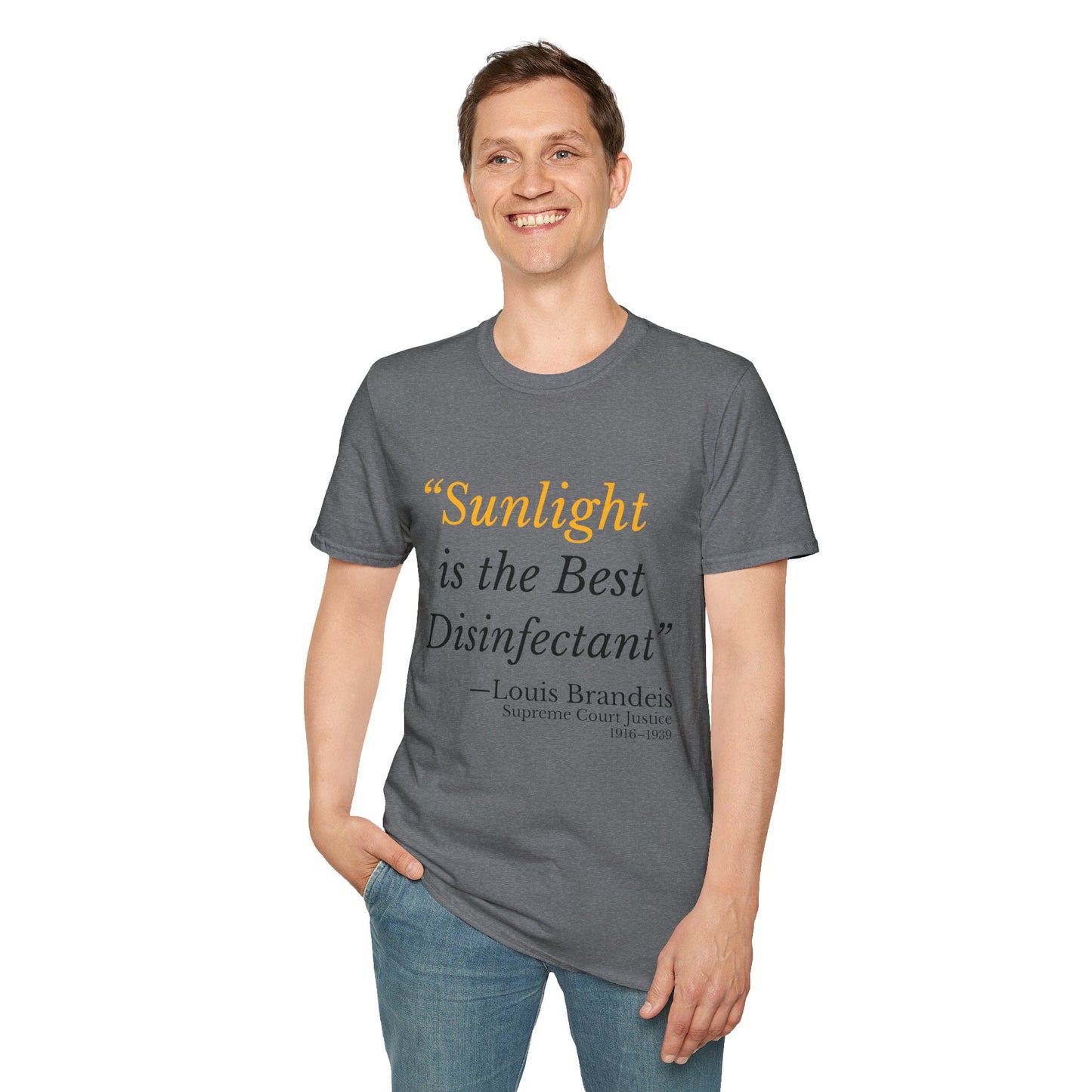 Sunlight Is the Best Disinfectant T-Shirt – Release Unredacted Files Transparency Tee – Graphite Heather