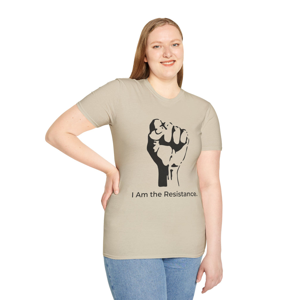 I Am the Resistance – This Stops When Enough of Us Say No Tee – Sand