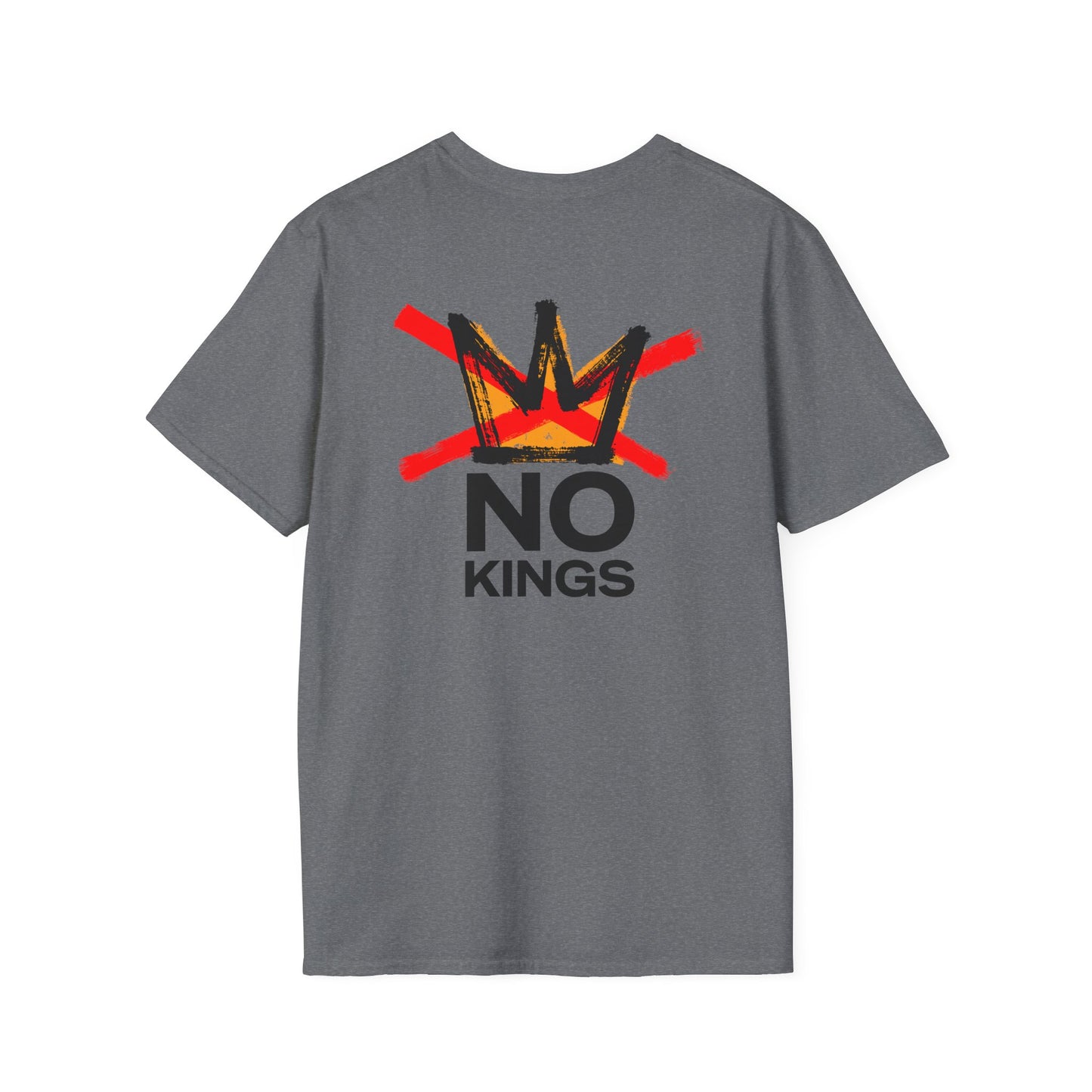 No Kings Protest Shirt – Resist Fascism Anti-Authoritarian Tee – Graphite Heather