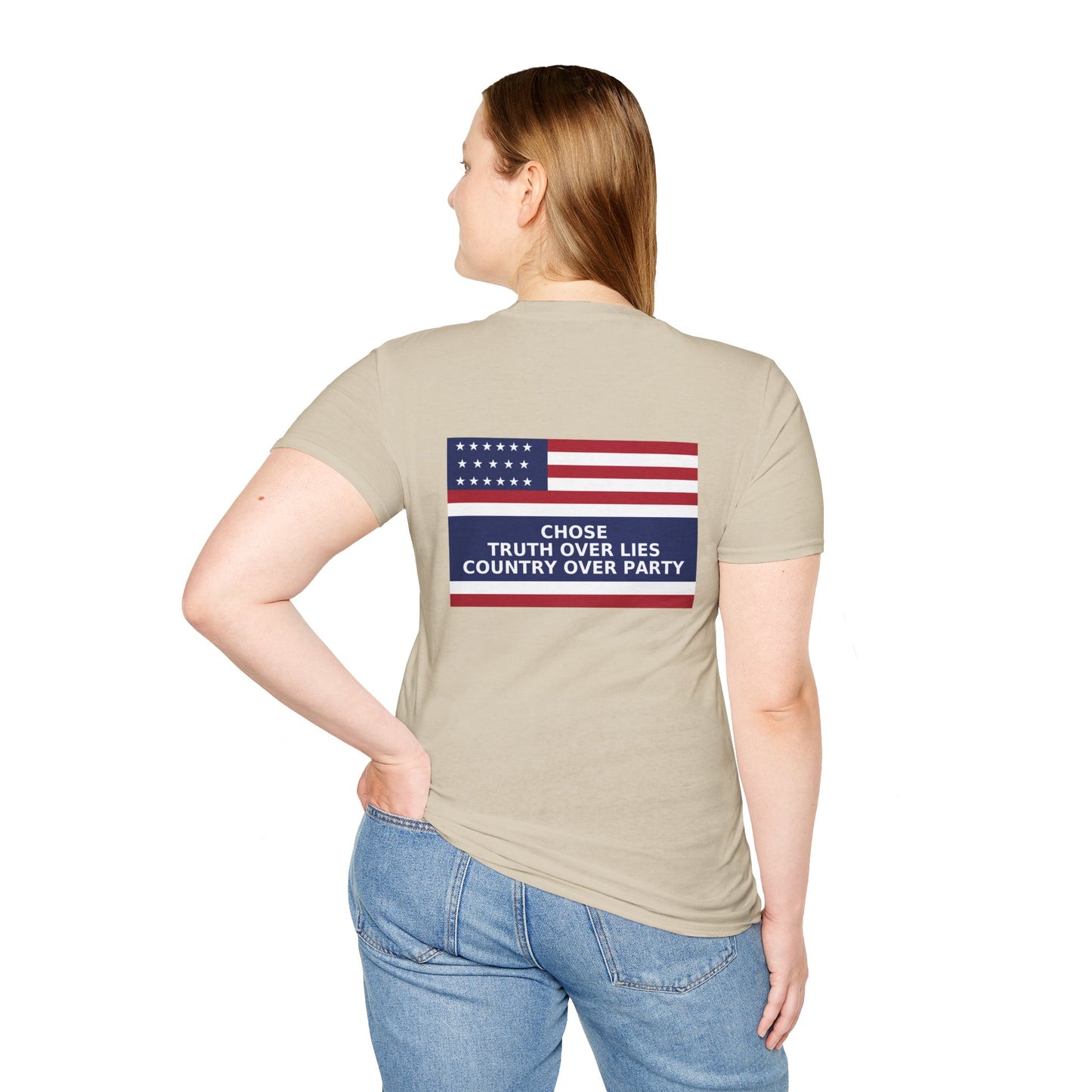 Liz Cheney T-Shirt – Truth Over Trump’s Big Lie Tee – Sand
