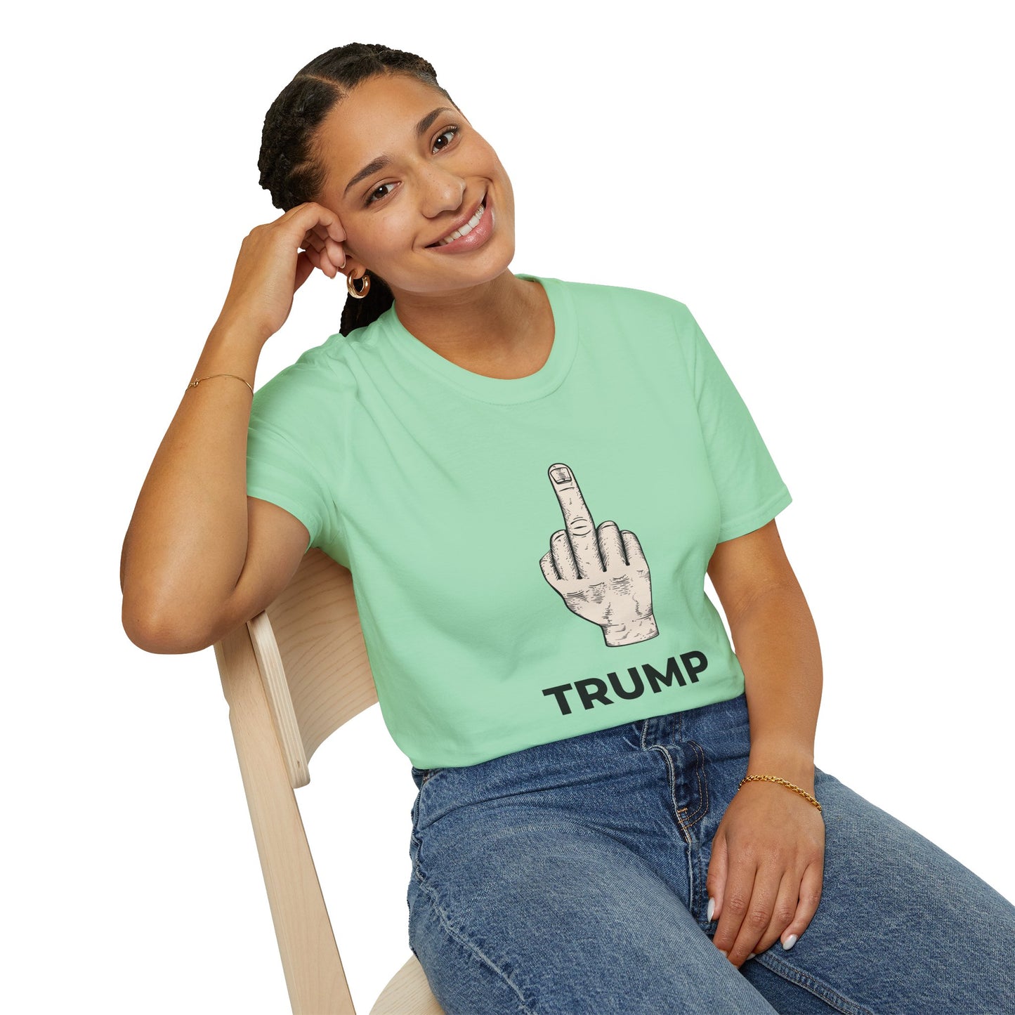 Flipping Off Tyranny: The First Amendment Speaks — Two-Sided MINT GREEN Statement Tee