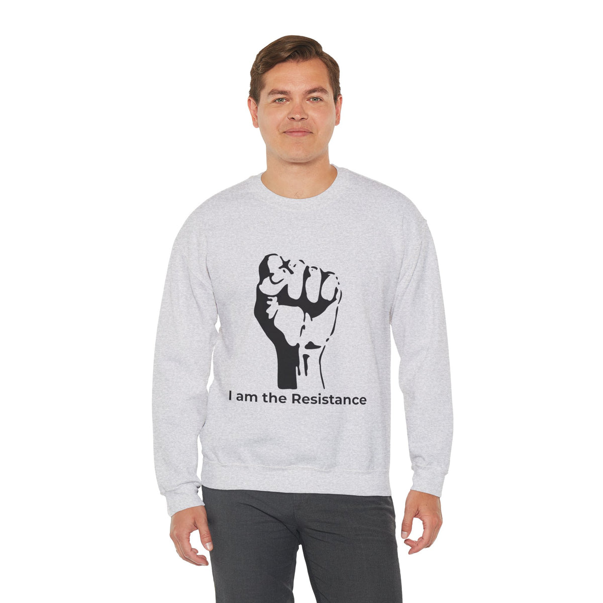 I Am the Resistance Crewneck Sweatshirt – This Stops When Enough of Us Say NO – Ash