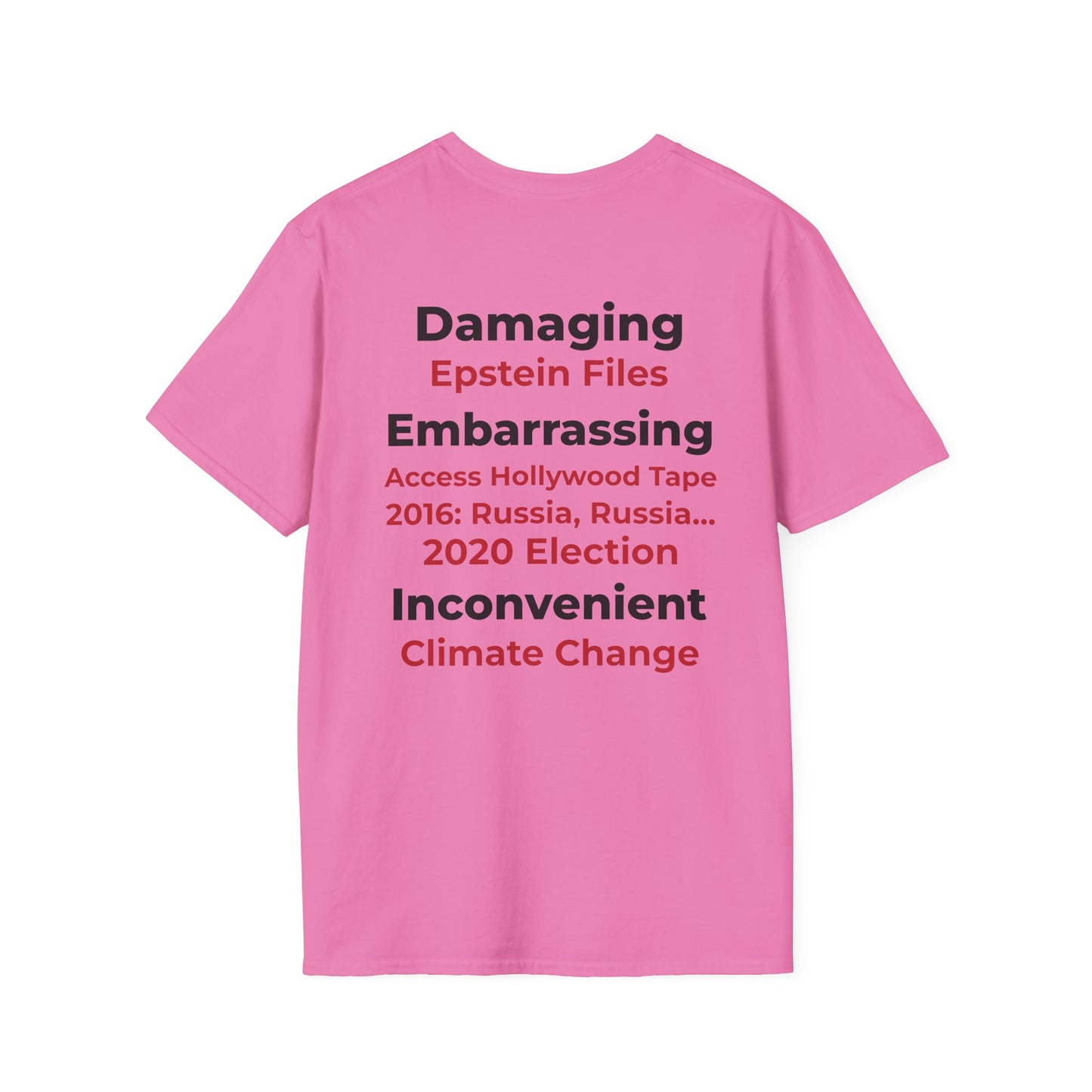 Hoax = Truth – Damaging, Embarrassing, Inconvenient Evidence Tee–Pink Edition