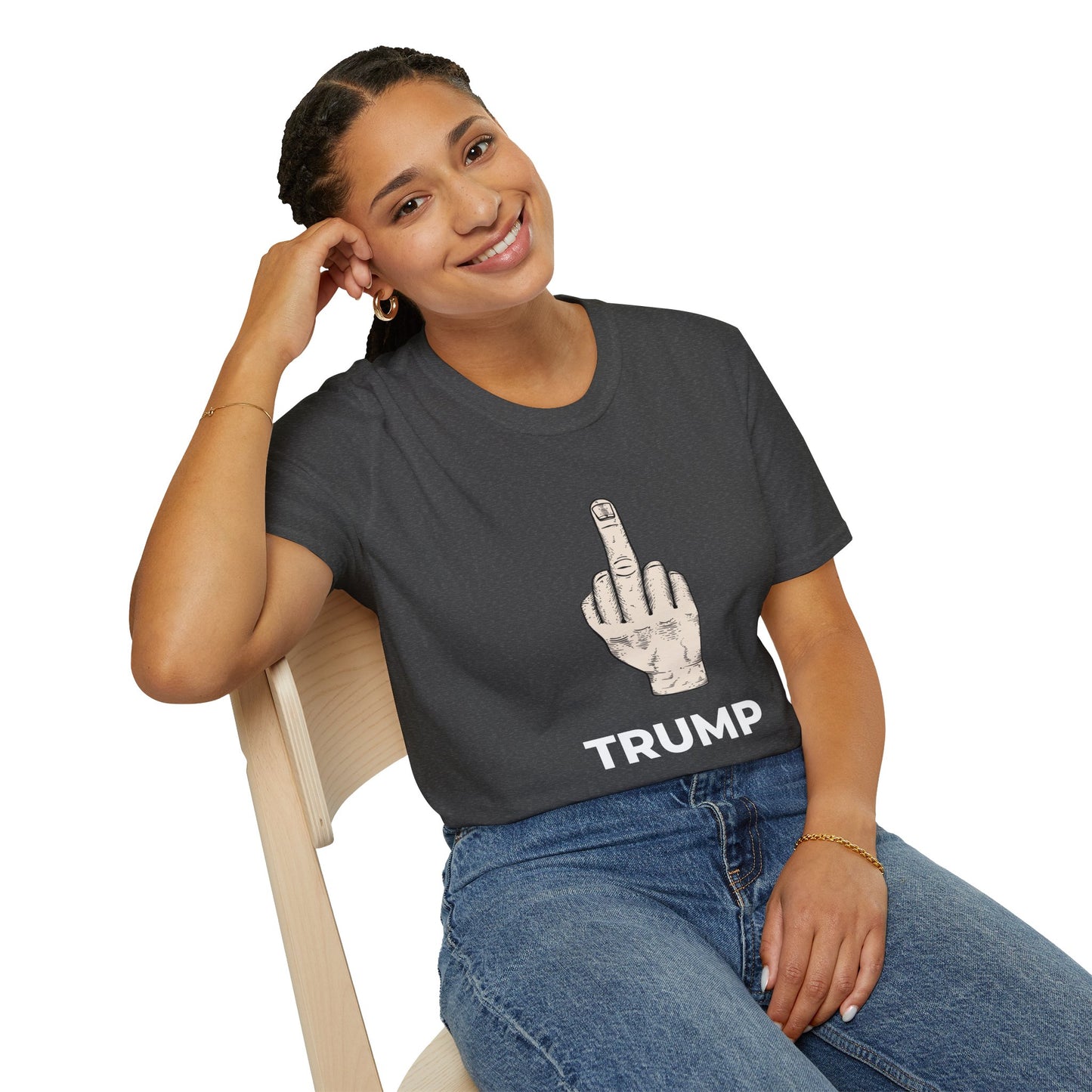 Flipping Off Tyranny: No Kings in America — Two-Sided Statement Tee – Dark Heather Gray Edition