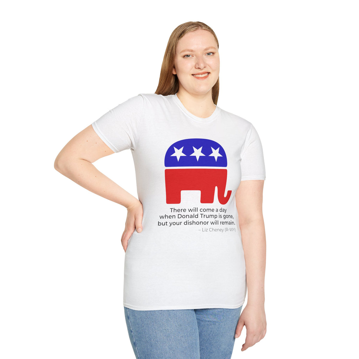 Liz Cheney Dishonor Will Remain Tee – Republican Accountability Quote Shirt – White
