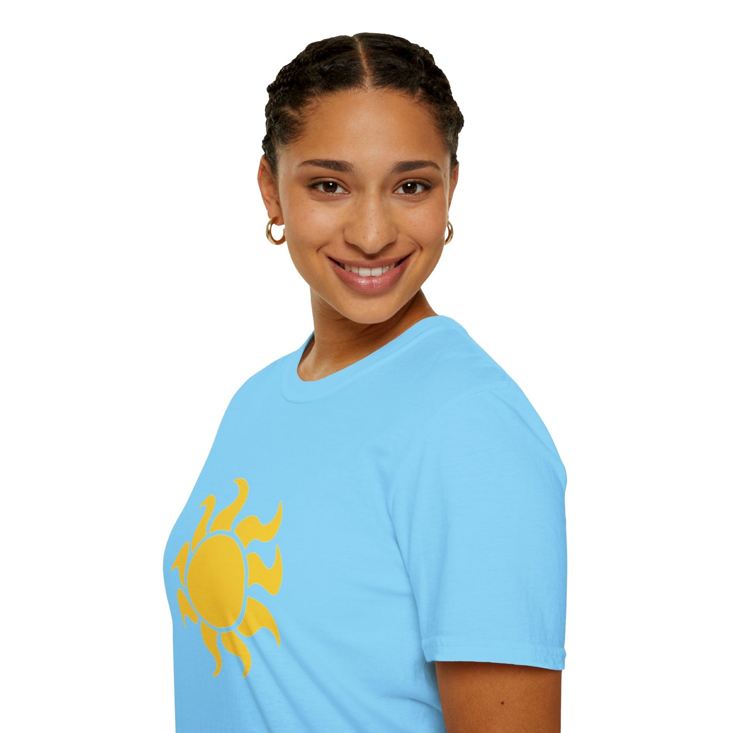 Cheap, Clean, and Burns Forever Sun T-Shirt | Sky Blue Solar Power Tee