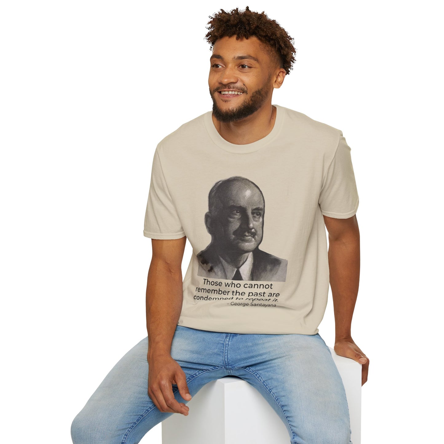 George Santayana History Quote Tee – Remember the Past (Sand)