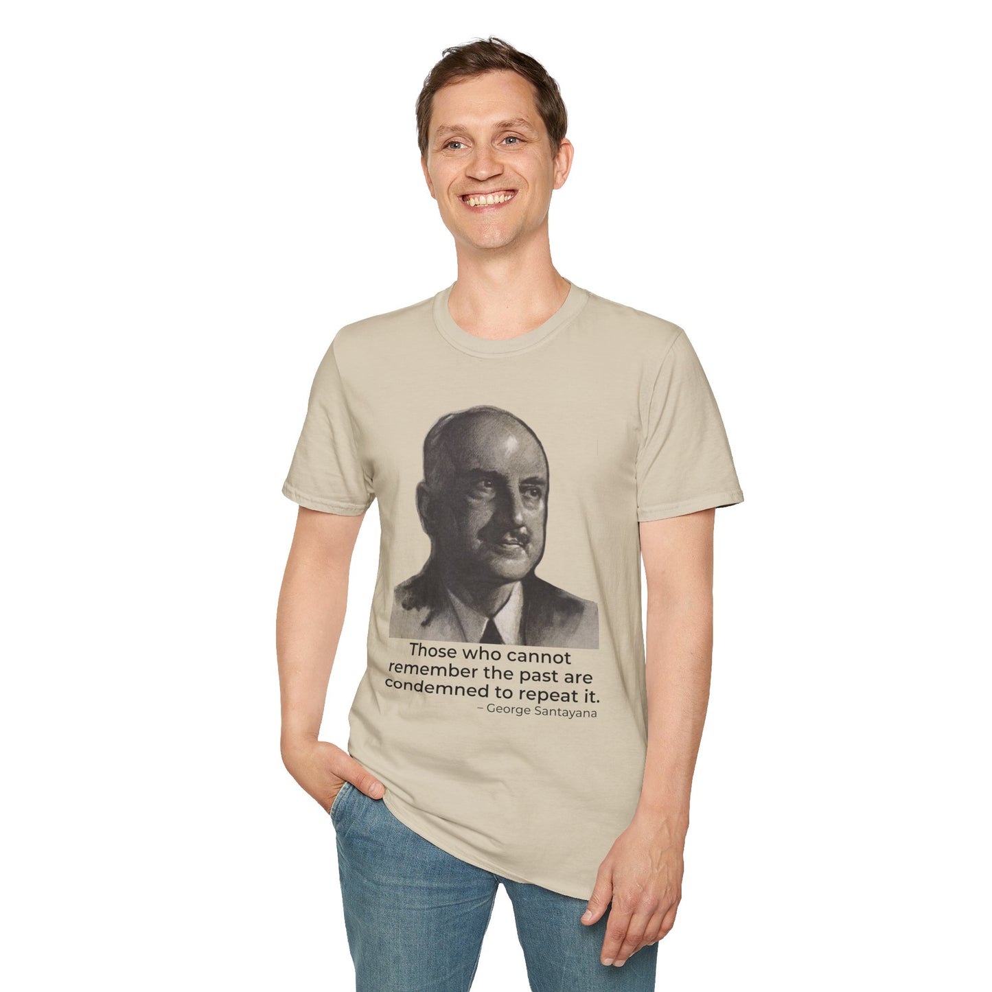 George Santayana History Quote Tee – Remember the Past (Sand)