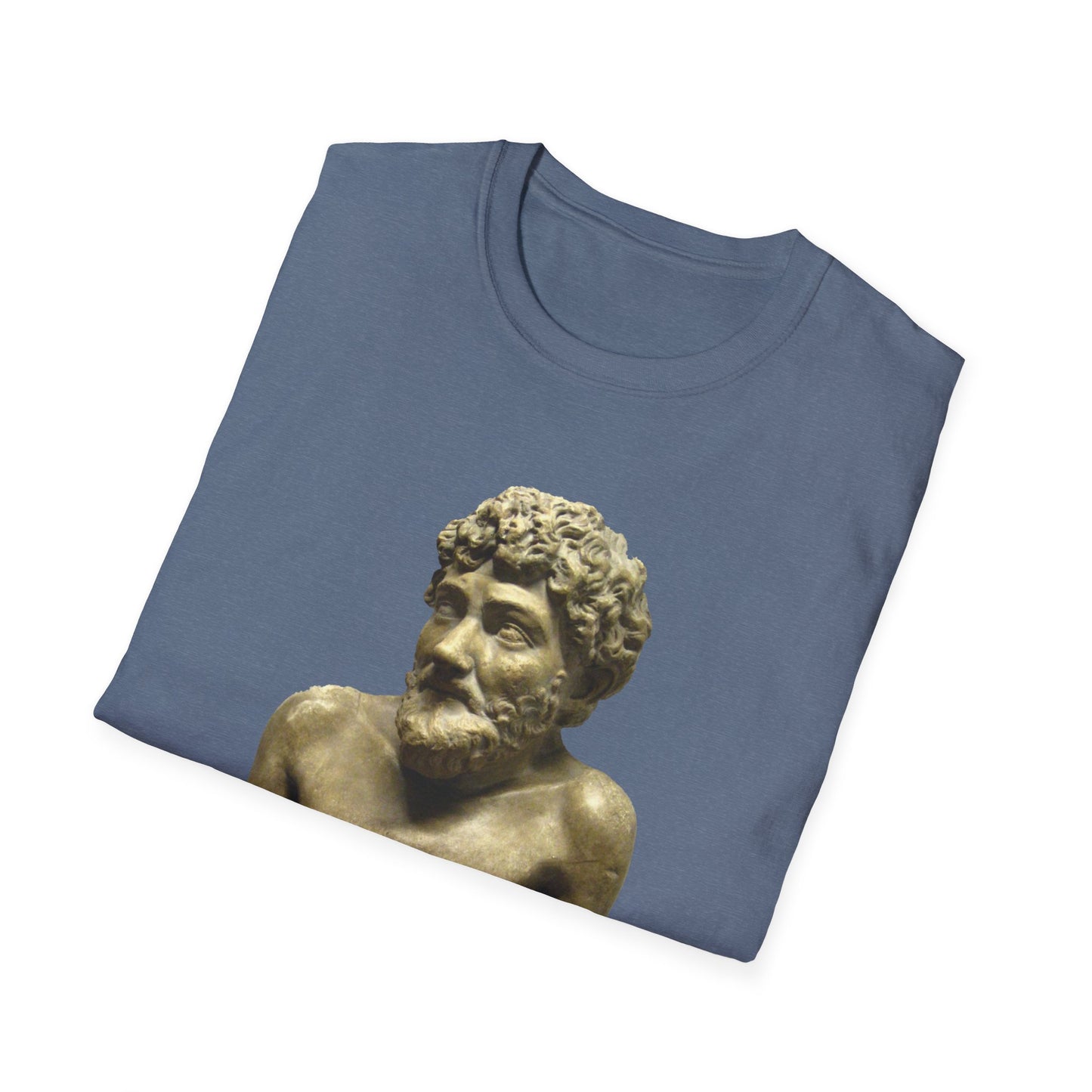 Two-Sided Tyranny Quote T-Shirt – Aesop Front / Crisis Pretexts Back – Heather Indigo